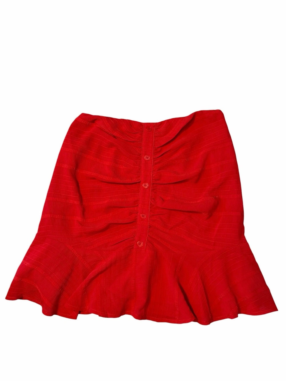 Lost + Wander NWT Red Ruched Ruffle Mini Skirt XS